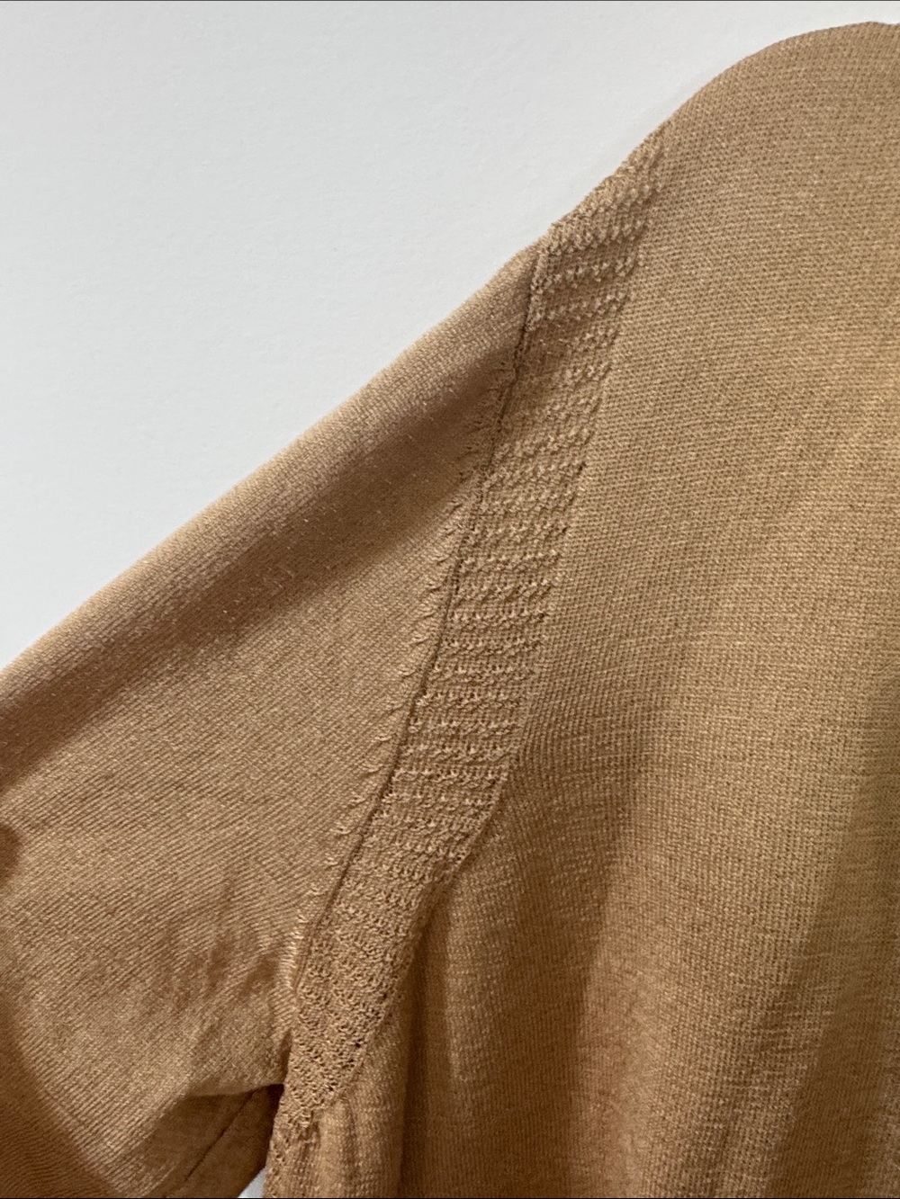 Kasper Women's Open-Front Cardigan in Camel Brown w/ Sheer Detail- Sizes M & XL - Picture 5 of 12